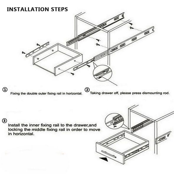 Soft-Close Drawer Slides Ball Bearing Full Extension 12"-24" 100lb Weight Limit gallery