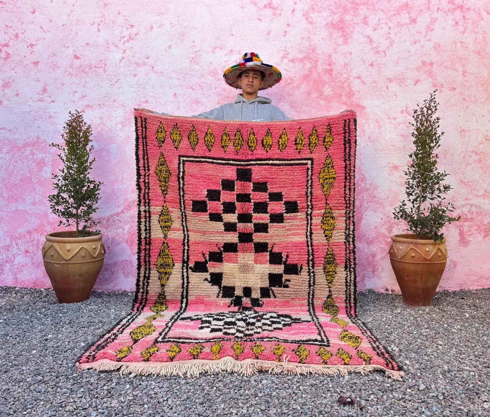 Pink moroccan rug-Moroccan Boujaad Rug - Handmade Rug - Custom Moroccan Rug 9x10 gallery