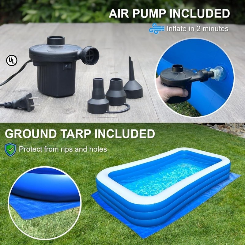 High-Quality Rectangular Pool - 10ft x 6ft - Electric Pump gallery