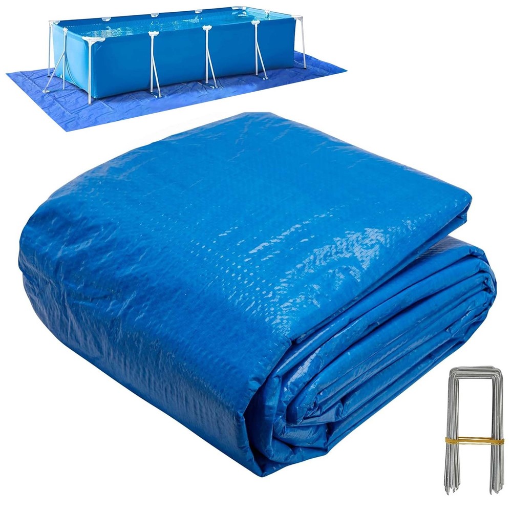 20 x 12 Ft Rectangular Pool Ground Cloths, Waterproof PE Swimming Pool Liner ...