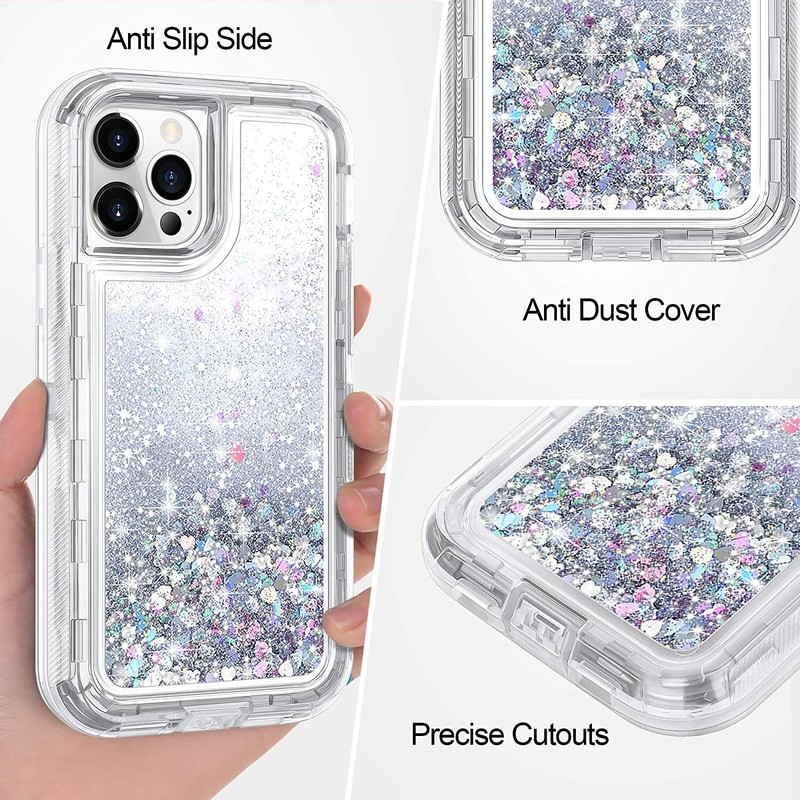 For iPhone 7 8 Plus XR Pro Max 11 12 13 14 Liquid Glitter Shockproof Case Cover gallery