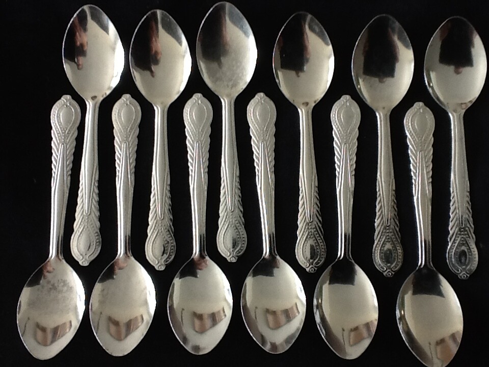 12 Sugar Spoons Coffee Tea Spoon Stainless Steel Mini Small Dozen 4 inch gallery