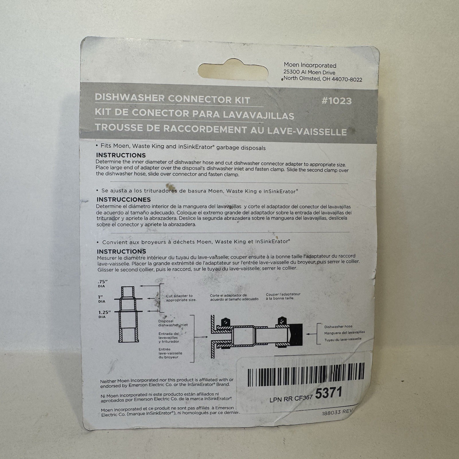 MOEN Garbage Disposal Dishwasher Connector Kit #1023 for Waste King/InsinkErator gallery