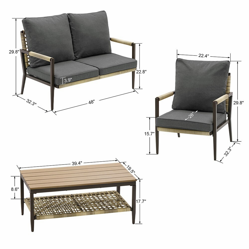 Ivinta Outdoor Rattan Conversation Sets, 4 Pieces Wicker Patio Furniture Sets gallery