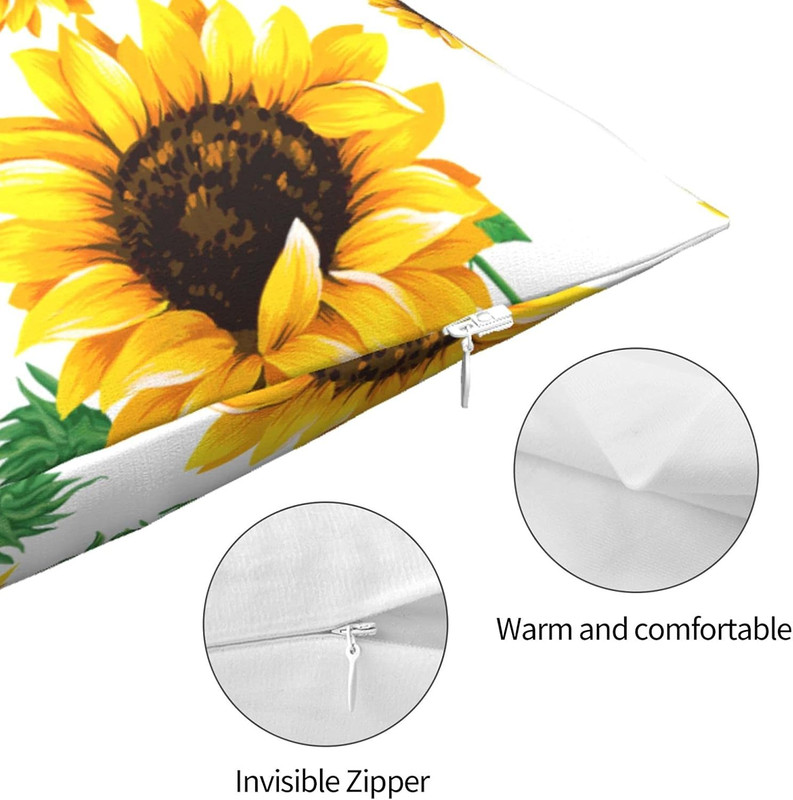 Yellow Sunflower Throw Pillow Case Square Sofa Cushion Cover Home Decorative Arm gallery