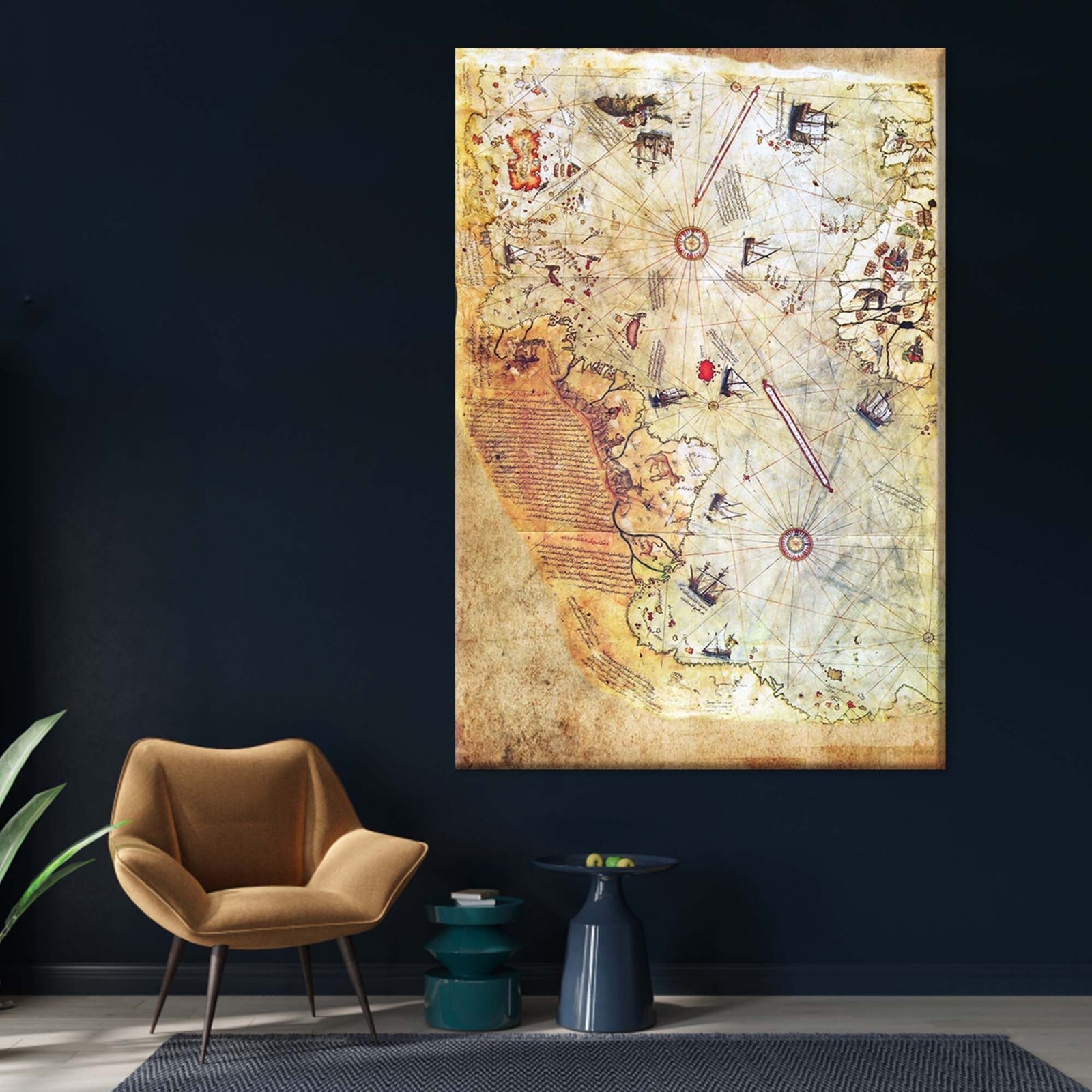 The Piri Reis Map, Ottoman Empire Map, Vintage Map, Large Wall Map,Antique World gallery
