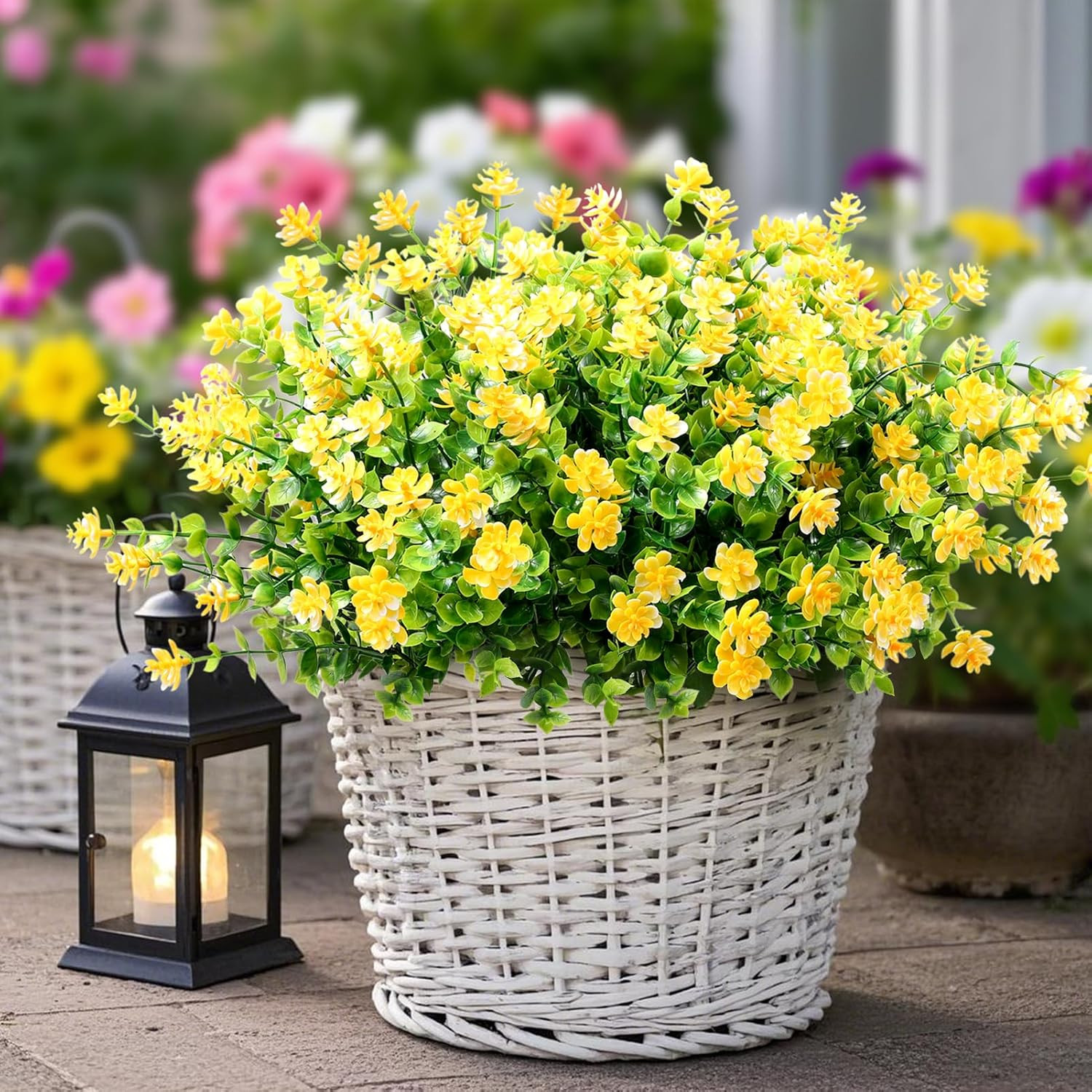 12 Pack Artificial Flowers & Plants for Outdoor Decor - Faux Eucalyptus & Lavend gallery