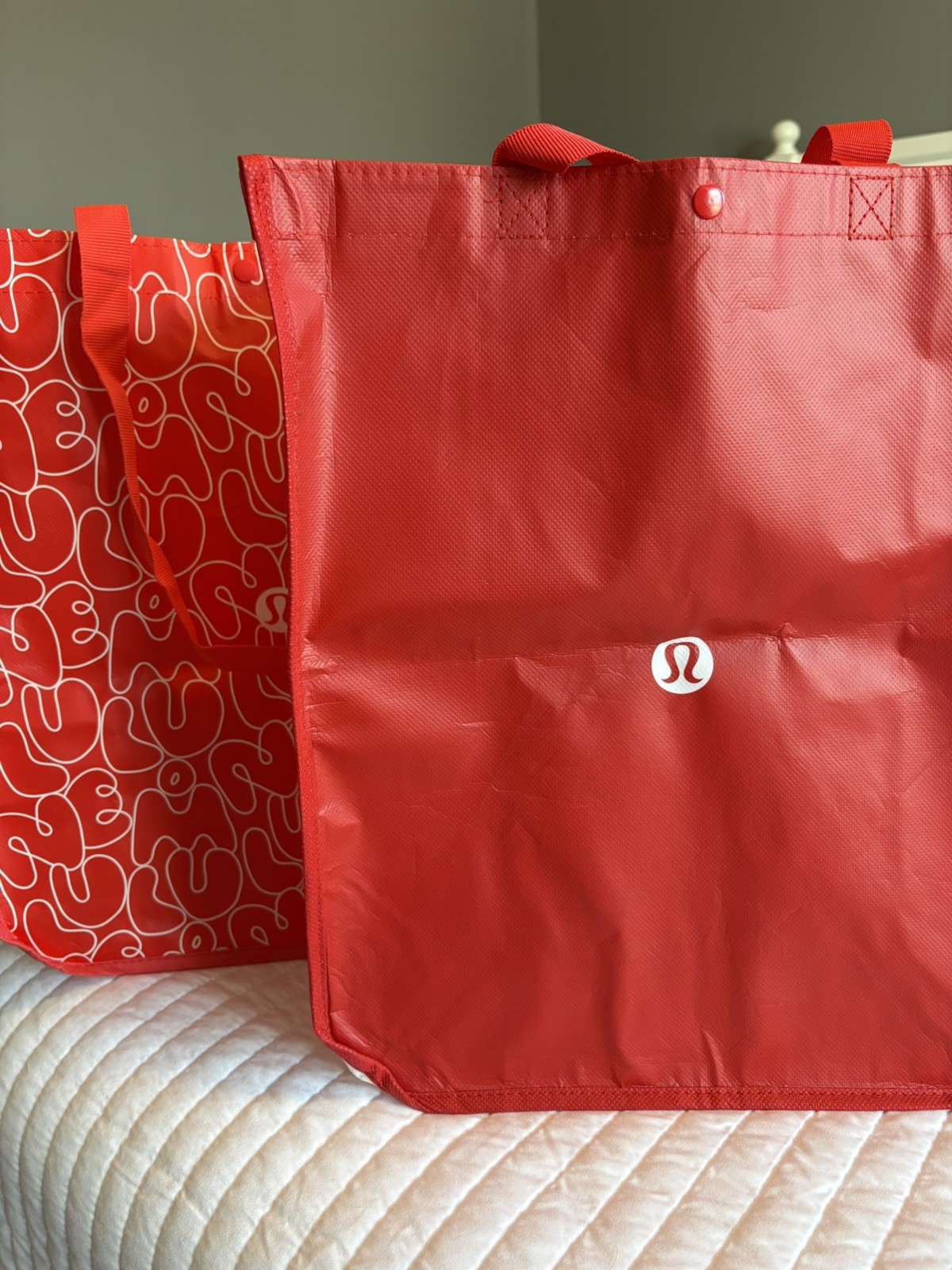 New Lululemon Large Reusable Shopper Bags Lot Of 2, 16x14x6in. gallery