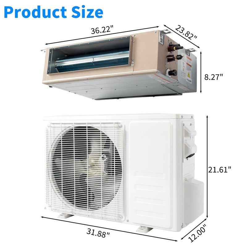 17000 BTU Concealed Ducted Mini Split Air Conditioner & Heat Pump–23 SEER2 –Wifi gallery