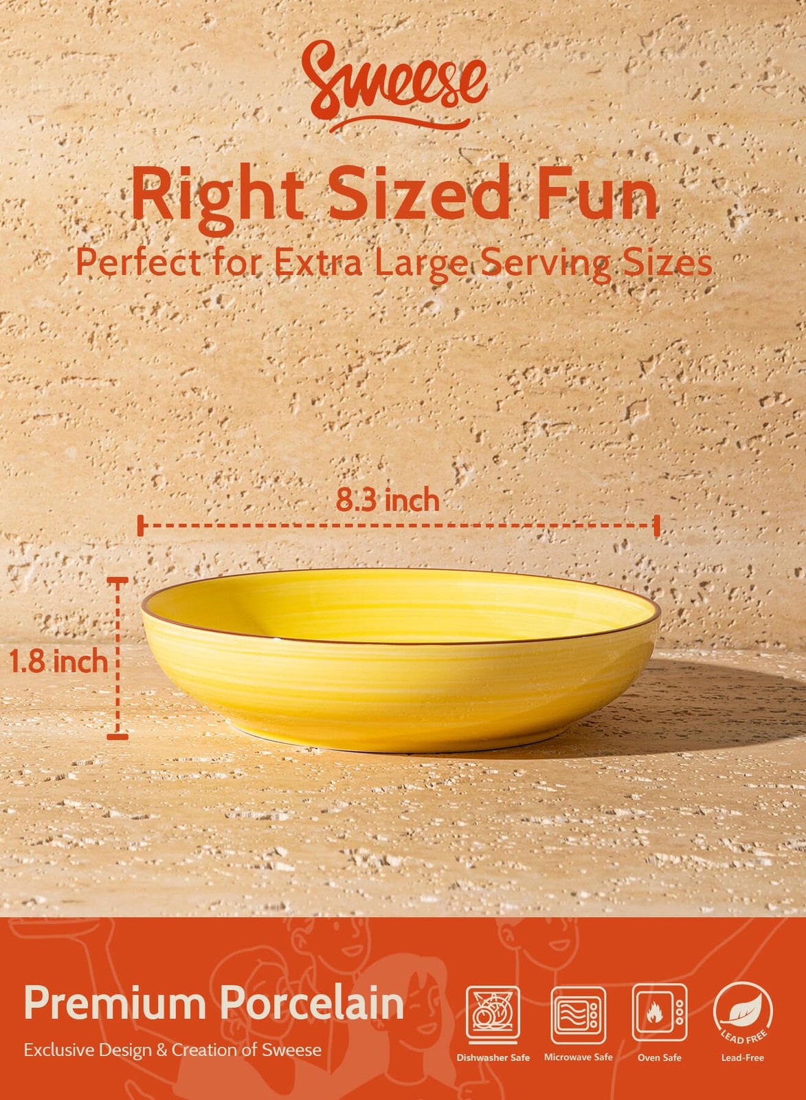 Sweese 6-Pack Ceramic Pasta Bowls, Multicolor Extra Large 30.0 Fl Oz, High-Grade gallery