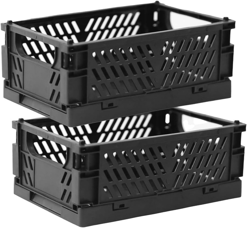 2-Pack Mini Foldable Plastic Storage Box Mini Plastic Baskets for Organizing and gallery