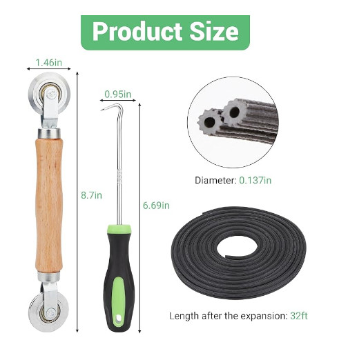 Screen Repair Kit, 32 ft Screen Retainer Spline, Spline Steel Roller, Removal Ho gallery