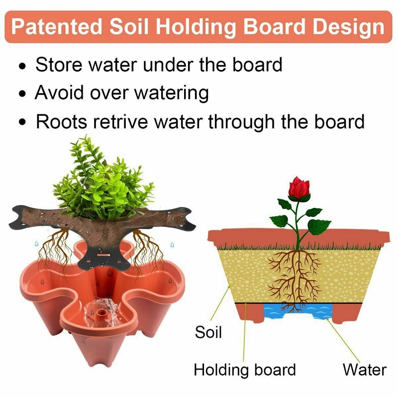 5 Tier Stackable Planters Vertical Planter Garden Tower Pots with Wheels & Tools gallery