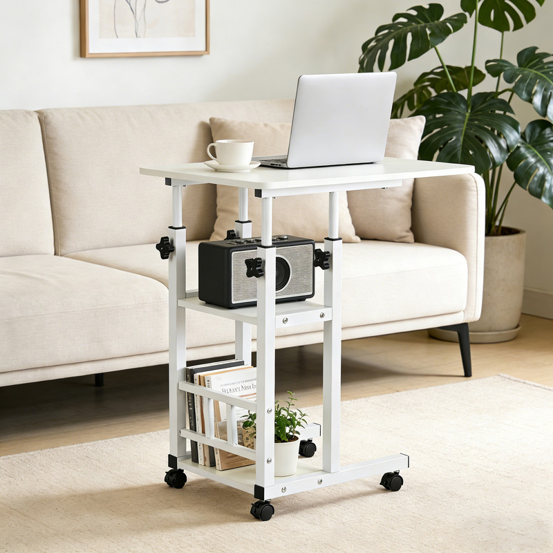 Modern Overbed Table Height Adjustable Bed Side Table Rolling Sofa End Table gallery