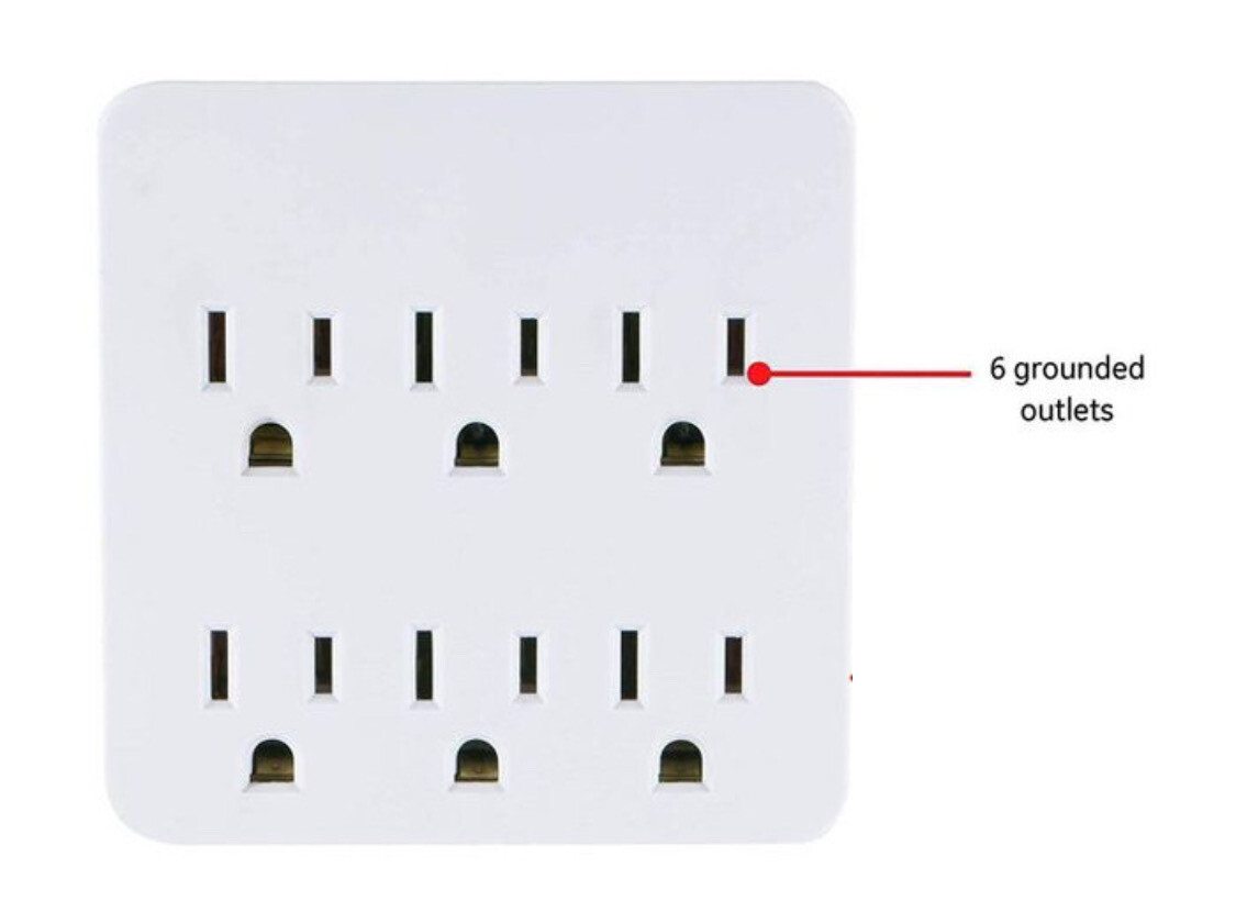( 2 pack ) 6 Grounded Outlets Tap Electric Wall Outlet Extender 6 Prong gallery