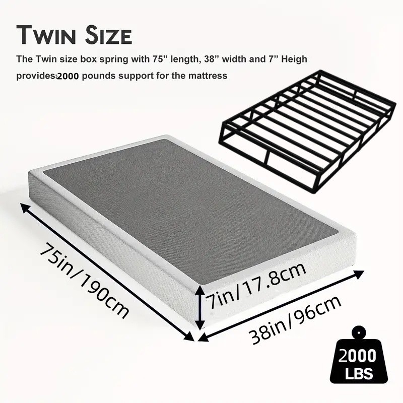 Metal Box Spring Bed Frame - Twin/Full/Queen/King Sizes, Sturdy Mattress Support gallery