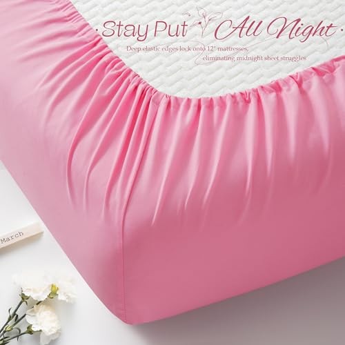 1Pcs Cot Sheets 31" x 75" - 1800 Thread Count Cot Microfiber Fitted Pink gallery