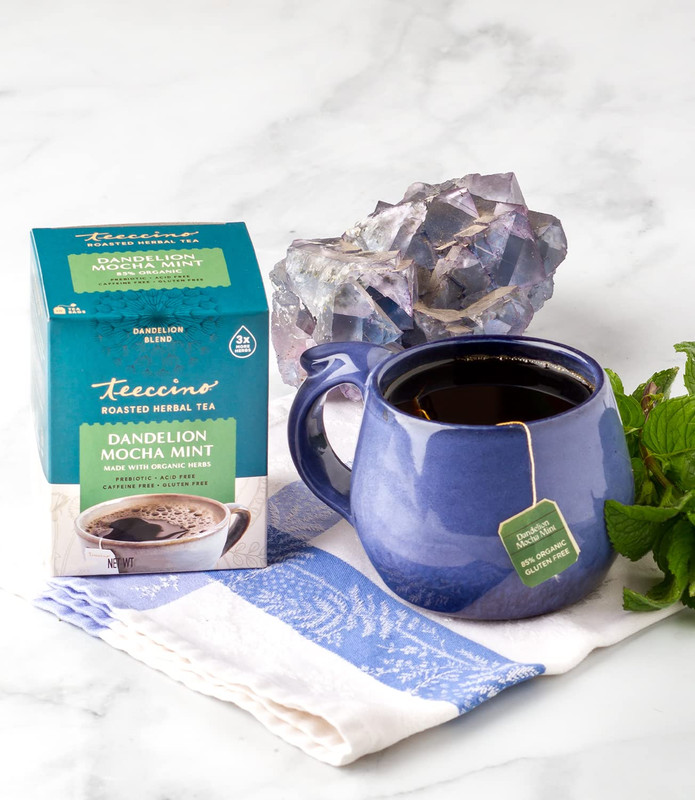 Teeccino Dandelion Mocha Mint Tea - Caffeine Free, Roasted Herbal Tea with Prebi gallery