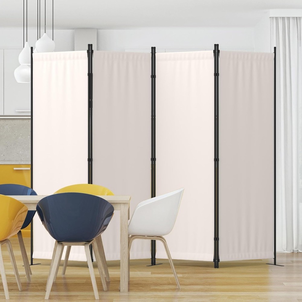 Portable Freestanding Privacy Screen - 88” White Room Divider with 4 Panels