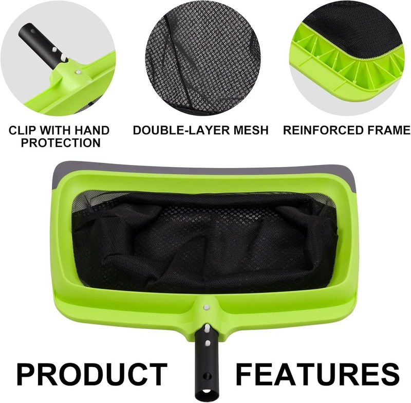 Pool Leaf Skimmer Net Reinforced Frame Deep Rake Mesh Netting Cleaner Head gallery