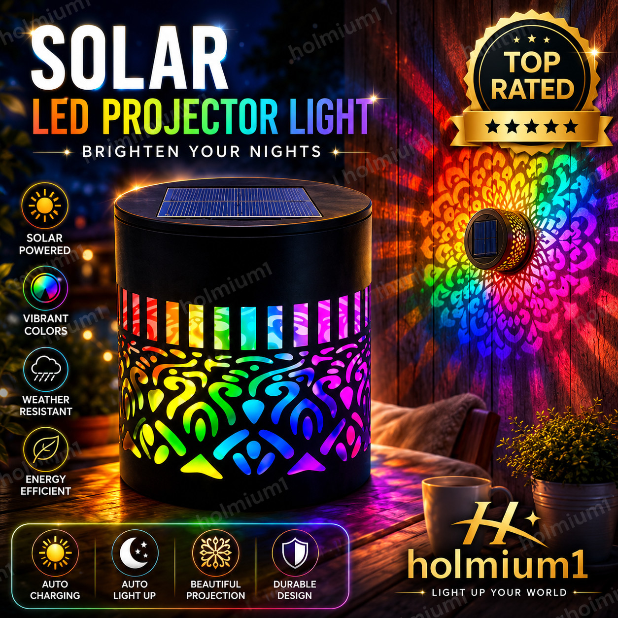 Solar Mandala Mosaic Lights 7 Color Changing Outdoor Solar Fence Decor Lamp gallery