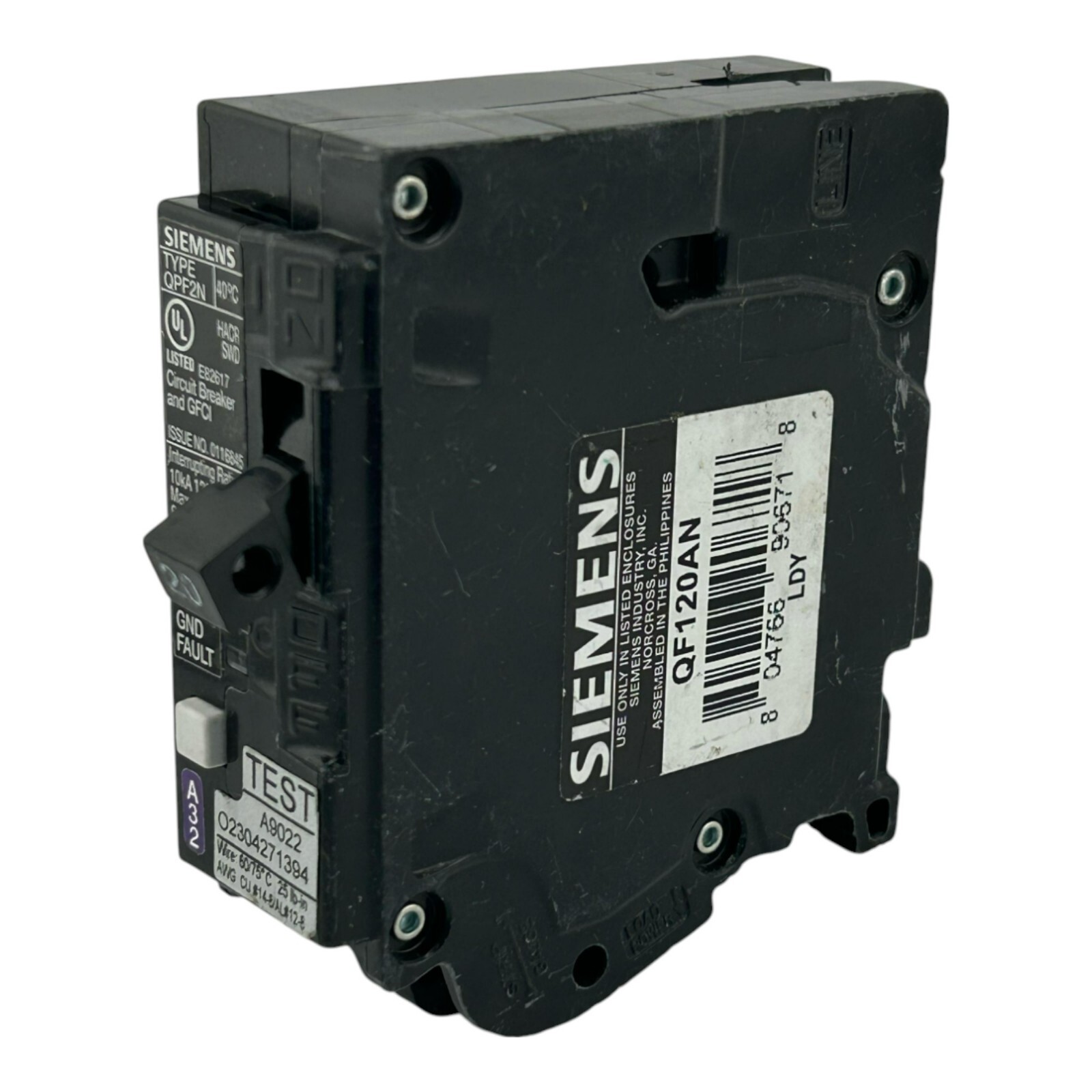 USED SIEMENS QF120AN 20A TYPE QPF2N PLUG-ON NEUTRAL GFCI gallery