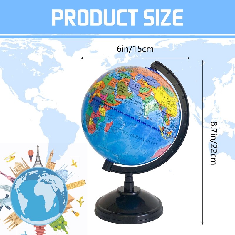 WORLD GLOBE EARTH Map Rotating Geography Ocean Classroom Learning Desktop 6 gallery