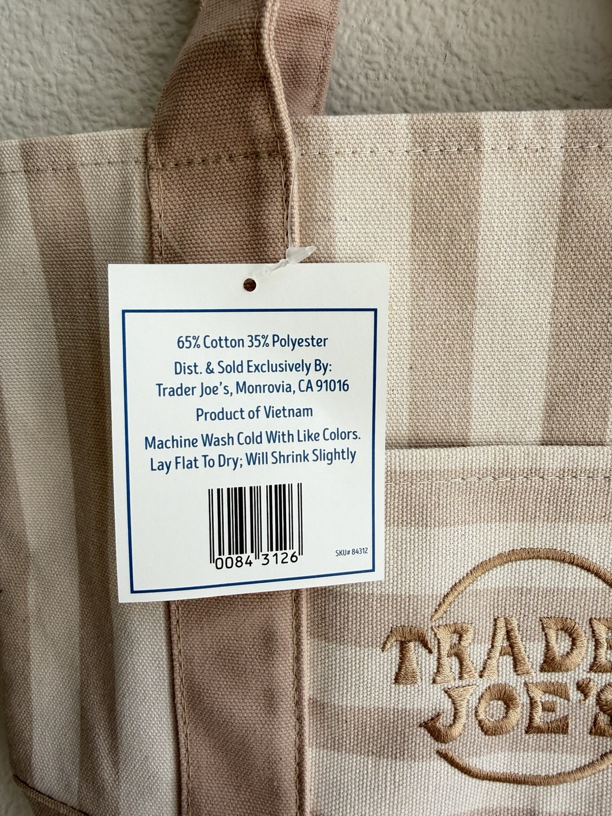 Trader Joe’s 2026 Striped Mini Pastel Canvas Tote Bags - Brown - READY TO SHIP gallery
