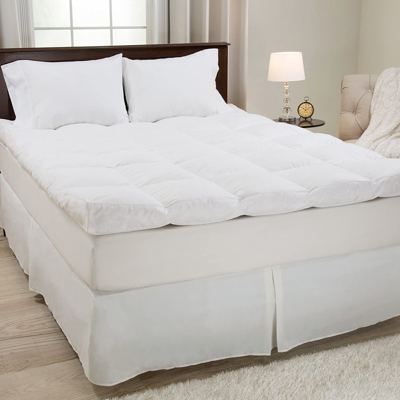 4 Inch Mattress Topper Down Duck Feather Bed Gusset Matress Pad w Cotton Cover gallery