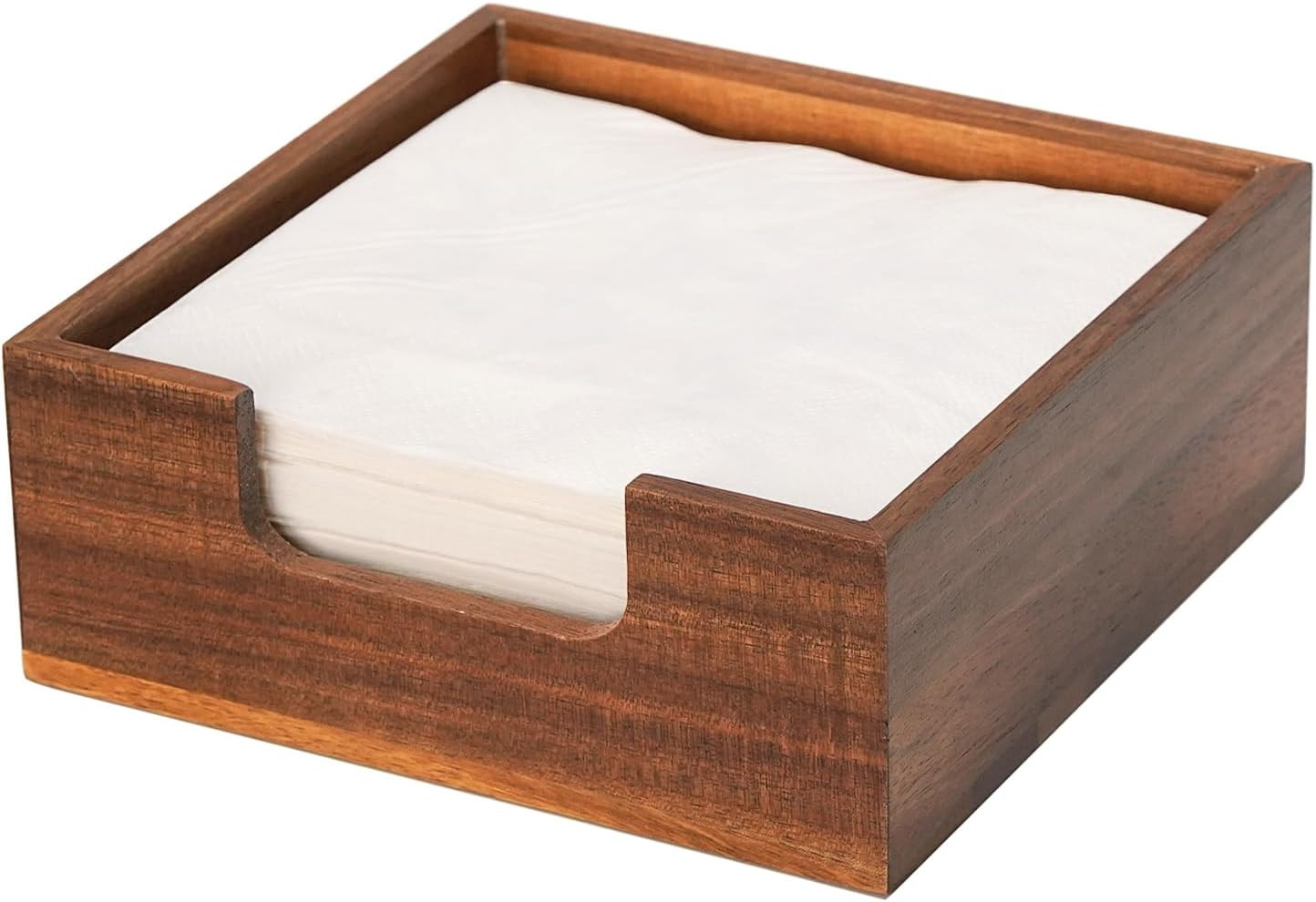 Acacia Cocktail Napkin Holder for Table, Wooden Napkin Holder, Flat Square Bever gallery