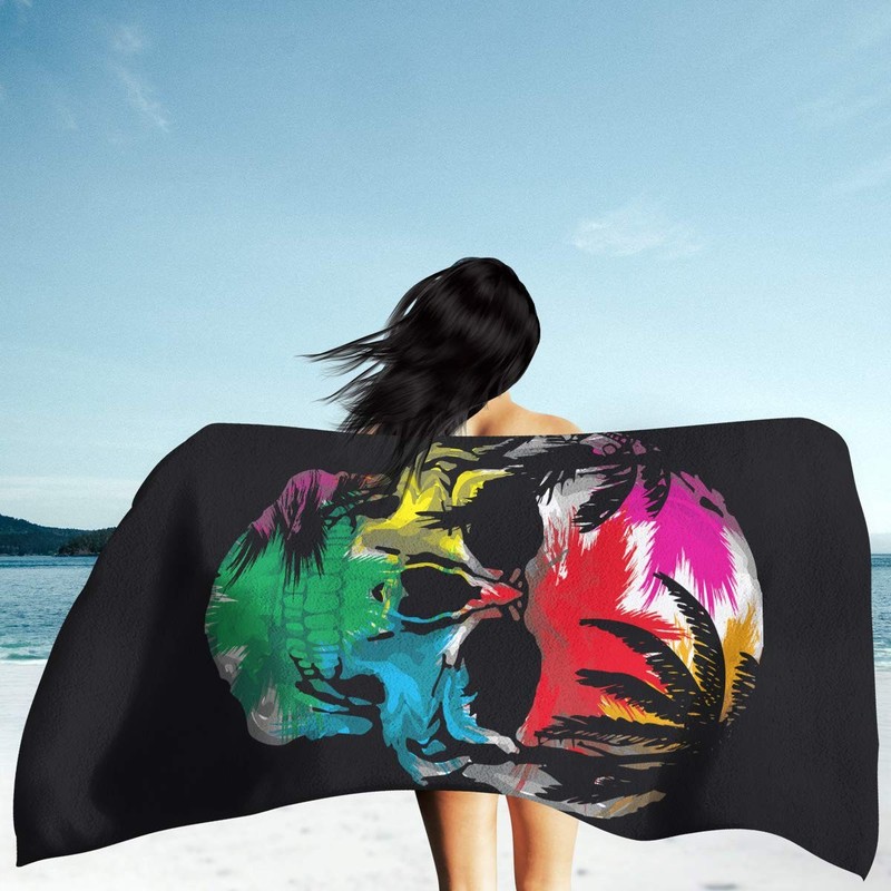 Skull Microfiber Beach Towel Oversize, 300GSM Large 63"x31.5", Quick Drying, ... gallery