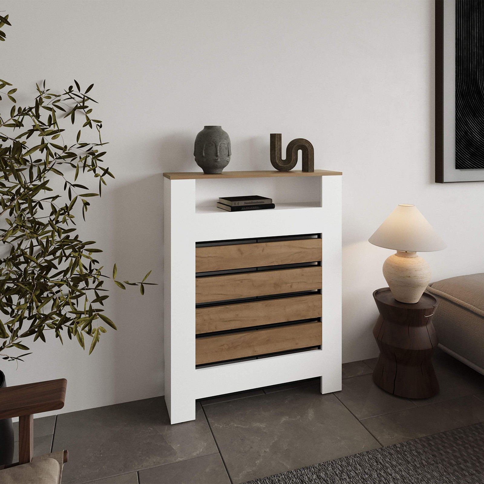 Radiator Cover Mistral Cabinet with Slatted Panel, Modern Home Furniture for Hea gallery
